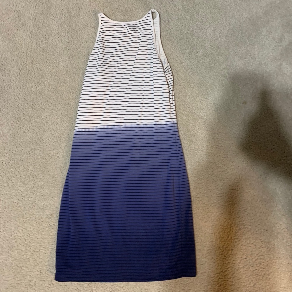 Athleta white and blue ombré striped dress